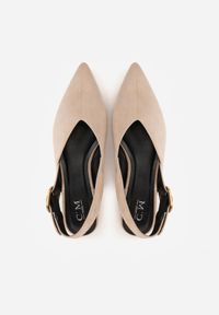 Renee - Beżowe Sandały Typu Slingback z Wyciętą Cholewką Phellilea. Zapięcie: pasek. Kolor: beżowy #9