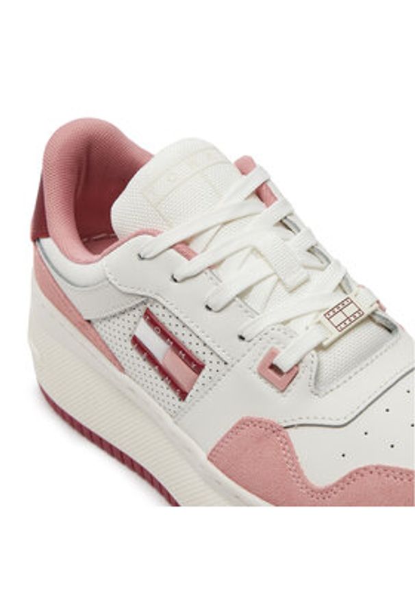 Tommy Jeans Sneakersy Retro Basket Flatform Mix EN0EN02654 Różowy. Kolor: różowy. Materiał: skóra