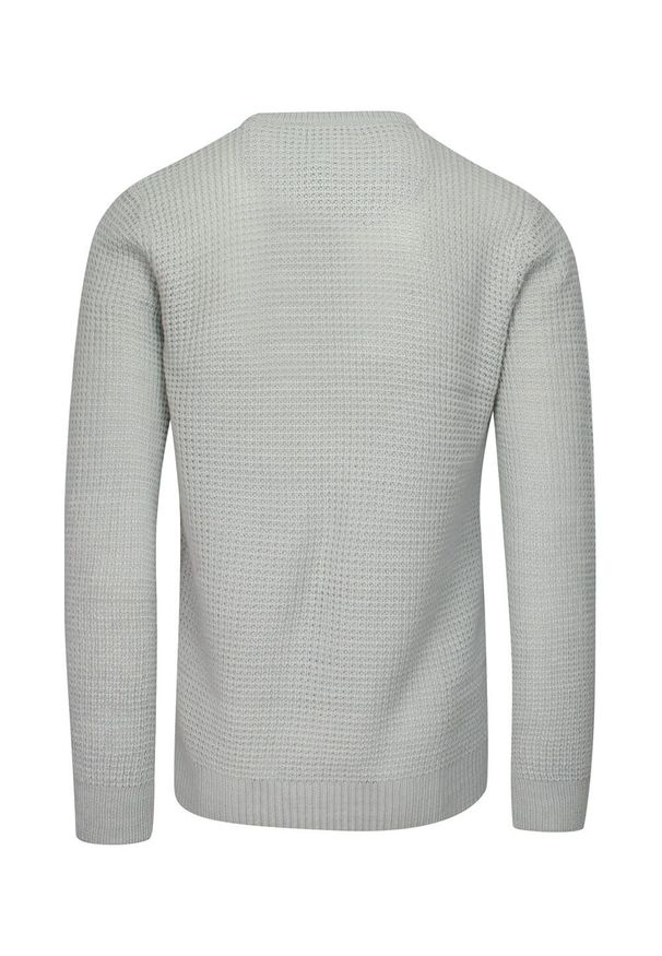 Brave Soul - Sweter Jasny Szary w Gruby Dziergany Splot, U-neck, Męski -BRAVE SOUL. Kolor: szary. Materiał: akryl. Wzór: ze splotem. Sezon: zima, jesień. Styl: elegancki, klasyczny