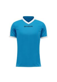 Koszulka piłkarska dla dzieci Givova Revolution Interlock. Kolor: biały, wielokolorowy, niebieski. Sport: piłka nożna