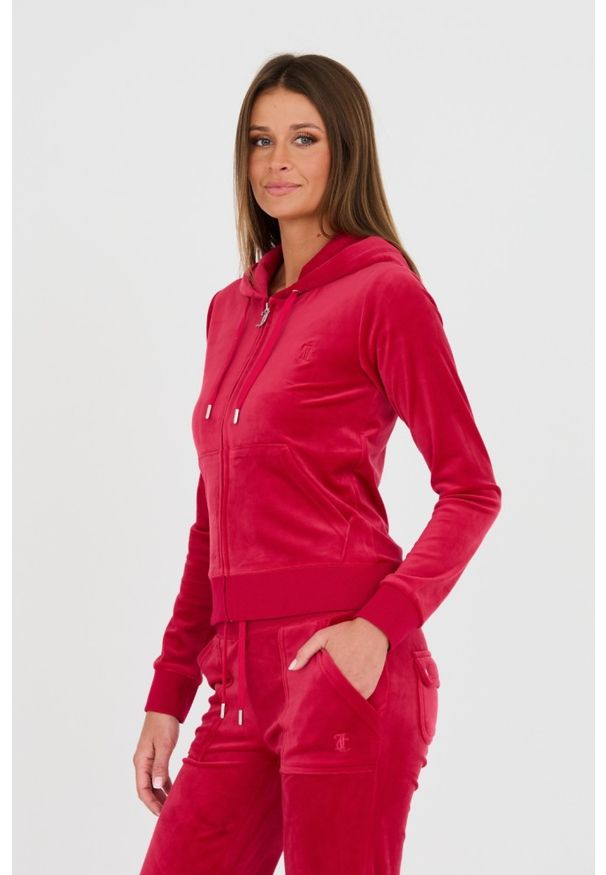 Juicy Couture - JUICY COUTURE Czerwona damska bluza Robertson, Rozmiar M. Typ kołnierza: kaptur. Kolor: czerwony