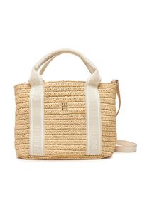 TOMMY HILFIGER - Tommy Hilfiger Torebka Th Spring Logo Mini Tote AW0AW17199 Beżowy. Kolor: beżowy