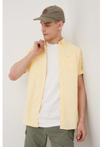 Superdry koszula bawełniana męska kolor żółty regular z kołnierzykiem button-down. Typ kołnierza: button down. Kolor: żółty. Materiał: bawełna. Długość rękawa: krótki rękaw. Długość: krótkie