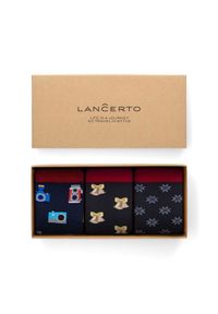 Lancerto - Zestaw 3 Par Skarpet Świątecznych. Materiał: dzianina, elastan, bawełna, poliamid. Wzór: aplikacja, kolorowy