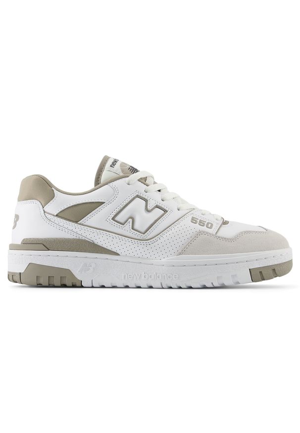 Buty unisex New Balance BB550GSS – białe. Kolor: biały. Materiał: zamsz, skóra, materiał. Szerokość cholewki: normalna. Wzór: aplikacja. Sezon: lato. Sport: koszykówka