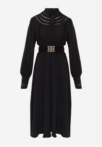 Renee - Czarna Sukienka Elothoe. Okazja: na randkę. Typ kołnierza: kołnierzyk stójkowy. Kolor: czarny. Materiał: koronka. Długość rękawa: długi rękaw. Styl: vintage. Długość: maxi #7