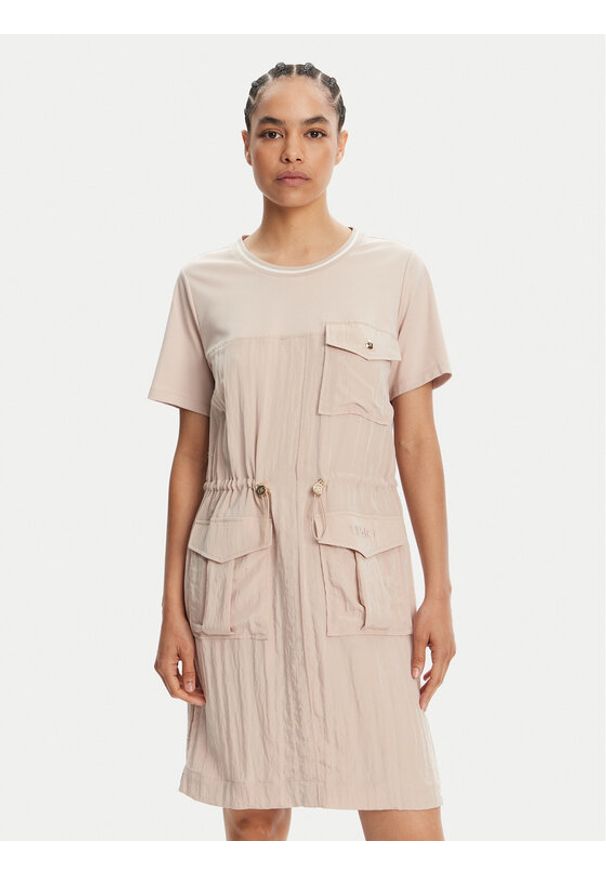 Liu Jo Sport Sukienka codzienna TA5128 T2921 Beżowy Regular Fit. Okazja: na co dzień. Kolor: beżowy. Materiał: wiskoza. Typ sukienki: proste, sportowe. Styl: sportowy, casual