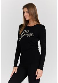 Guess - GUESS Czarny damski sweter Olive z haftowanym logo, Rozmiar M. Kolor: czarny. Materiał: wiskoza, materiał. Długość rękawa: długi rękaw. Długość: długie. Wzór: haft. Styl: klasyczny, elegancki #5