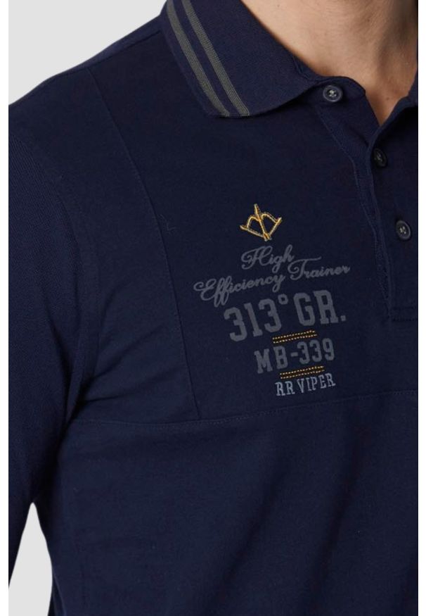 Aeronautica Militare - AERONAUTICA MILITARE Granatowy męski longsleeve polo P.A.N., Rozmiar XXL. Typ kołnierza: polo. Kolor: niebieski. Długość rękawa: długi rękaw