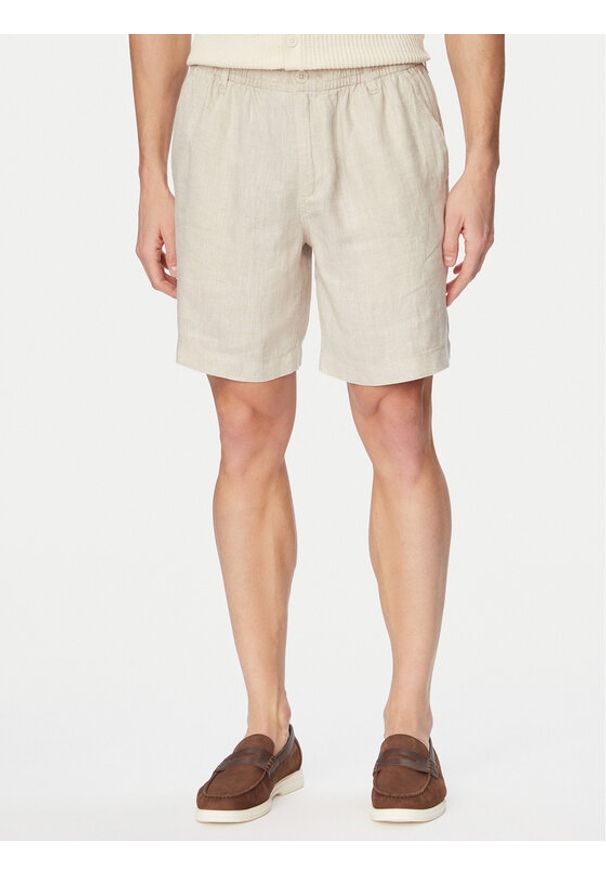 Jack & Jones Szorty materiałowe Bill 12253134 Beżowy Wide Leg. Kolor: beżowy. Materiał: len