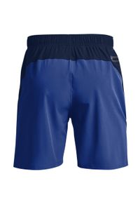 Spodenki fitness męskie Under Armour Knit Woven Hybrid Shorts. Kolor: niebieski. Materiał: poliester. Sport: fitness