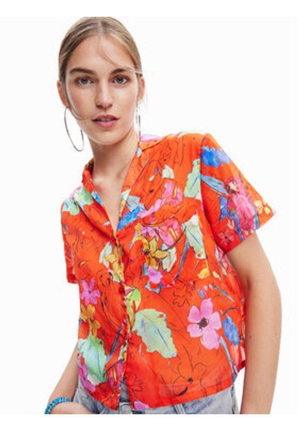 Desigual Koszula 23SWCW45 Pomarańczowy Loose Fit. Kolor: pomarańczowy. Materiał: bawełna