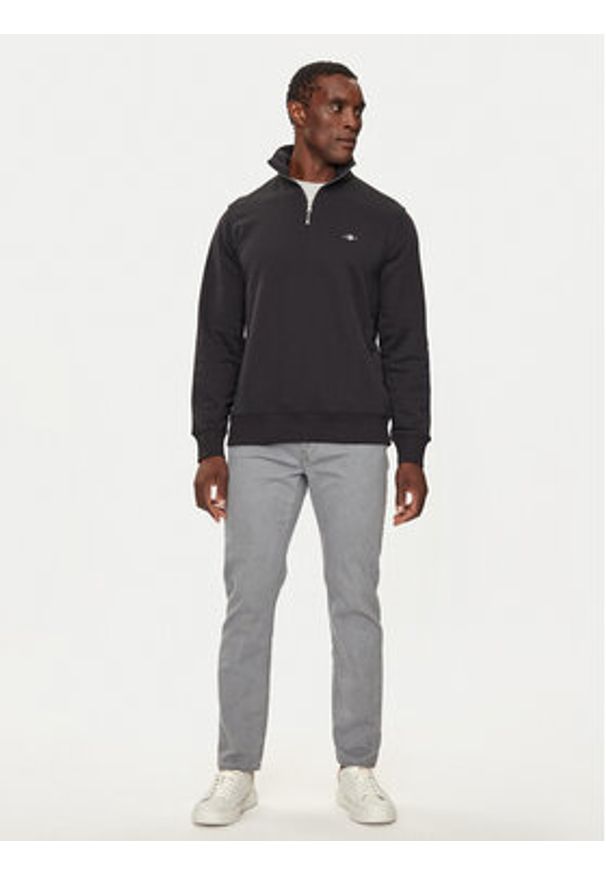 GANT - Gant Bluza Reg Shield Half Zip Sweat 2008005 Czarny Regular Fit. Kolor: czarny. Materiał: bawełna