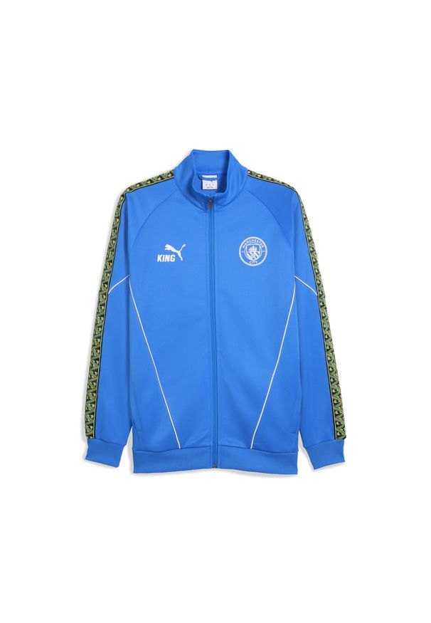 Puma - Męska kurtka Manchester City KING Anthem PUMA Hyperlink Blue Pro Green. Kolor: niebieski, zielony, wielokolorowy. Sport: bieganie