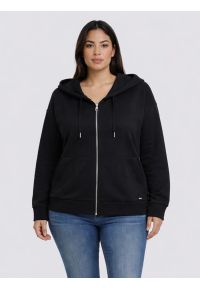 Big-Star - Bluza damska z kapturem rozpinana czarna Selina 906. Okazja: na co dzień. Typ kołnierza: kaptur. Kolor: czarny. Materiał: dzianina. Wzór: ze splotem. Styl: casual #3