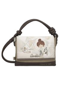 Listonoszka damska Anekke, z klapką z dekoracyjnym nadrukiem i krótką rączką z ozdobnymi węzłami wyposażona w dodatkowy pasek na ramię, wielokolorowa. Kolor: biały. Wzór: nadruk. Styl: casual, elegancki. Rodzaj torebki: na ramię #1