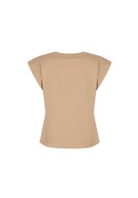 Ochnik - Beżowy T-shirt damski basic. Kolor: beżowy. Materiał: tkanina, elastan, bawełna #4