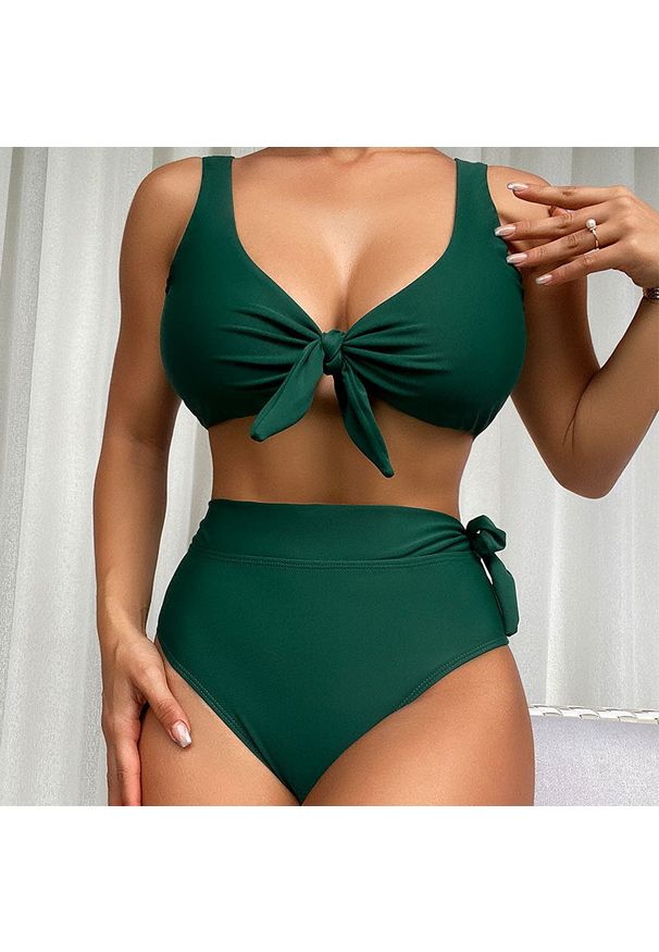 Intica - Strój kąpielowy dwuczęściowy z wiązaniem i wysokim stanem na plażę Ibala. Stan: podwyższony. Kolor: czarny