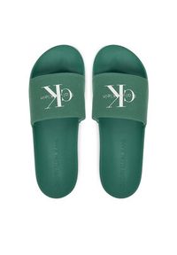 Calvin Klein Jeans Klapki Slide Monologo Cv YM0YM01367 Zielony. Kolor: zielony. Materiał: materiał #5