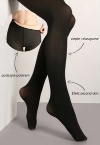 Born2be - Czarne Gładkie Rajstopy z Wewnętrznym Ociepleniem Emitharia. Kolor: czarny. Materiał: dzianina. Wzór: gładki #1