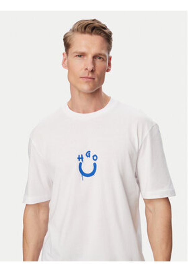 Hugo - HUGO T-Shirt Norizom 50560112 Biały Regular Fit. Kolor: biały. Materiał: bawełna