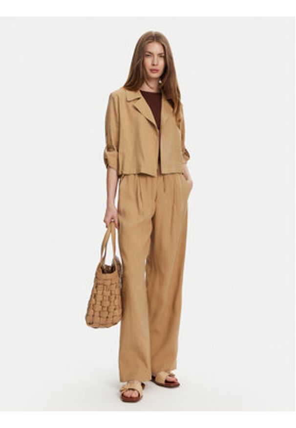 Marella Marynarka Malibu 2513041055 Beżowy Relaxed Fit. Kolor: beżowy. Materiał: len, wiskoza