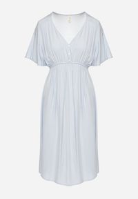 Born2be - Jasnoniebieska Bawełniana Sukienka o Rozkloszowanym Fasonie Liranelle. Okazja: na co dzień. Typ kołnierza: dekolt w kształcie V. Kolor: niebieski. Materiał: bawełna. Długość rękawa: krótki rękaw. Sezon: lato. Typ sukienki: rozkloszowane. Styl: elegancki, casual #2