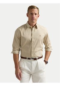 Polo Ralph Lauren Koszula 710929346014 Beżowy Custom Fit. Typ kołnierza: polo. Kolor: beżowy. Materiał: bawełna #1