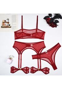 Intica - Zestaw bielizny z siateczki elegancki i trwały Shani. Kolor: czerwony. Materiał: materiał