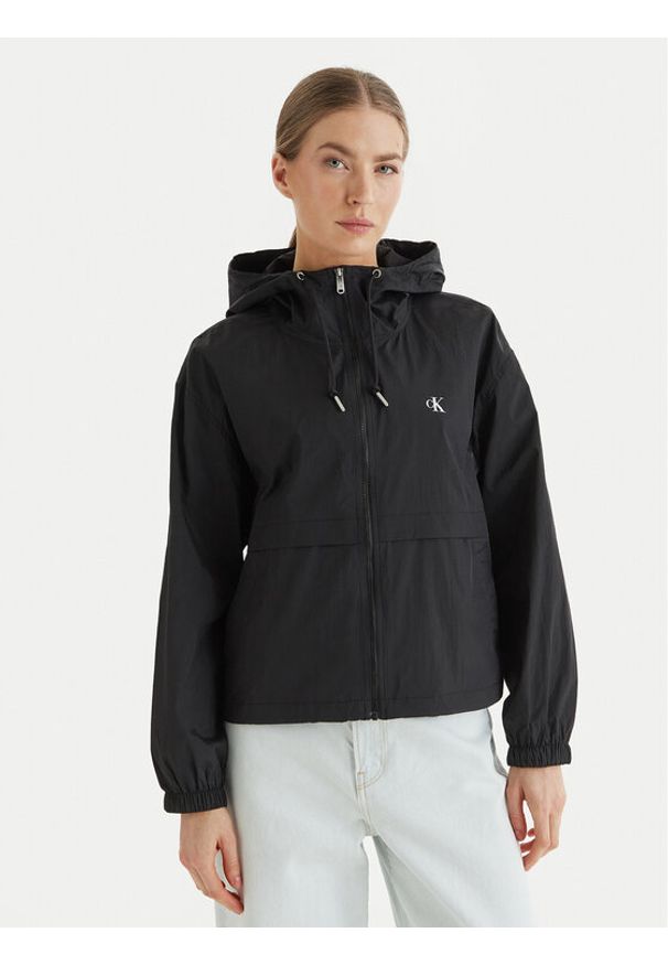 Calvin Klein Jeans Wiatrówka Essential LV047F507G Czarny Regular Fit. Kolor: czarny. Materiał: syntetyk