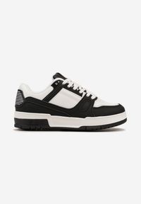 Renee - Biało-Czarne Sznurowane Sneakersy z Przeszyciami na Grubej Podeszwie Sillvina. Kolor: biały #5