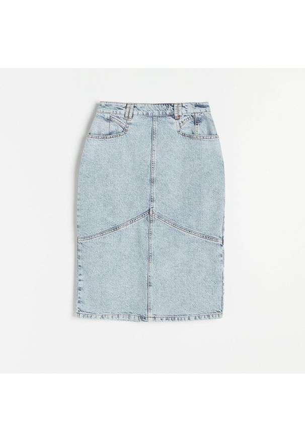 Reserved - Jeansowa spódnica midi - Niebieski. Kolor: niebieski. Materiał: jeans
