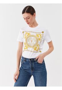 Versace Jeans Couture T-Shirt 75HAHF07 Biały Regular Fit. Kolor: biały. Materiał: bawełna