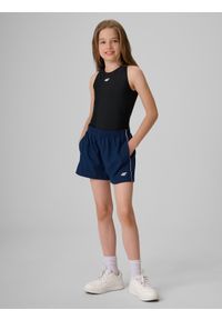 4f - 4F Spodenki sportowe dziewczęce - granatowe 134/140 (8-10 lat). Kolor: niebieski. Materiał: dresówka. Sezon: lato. Styl: sportowy #1