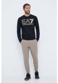 EA7 Emporio Armani bluza bawełniana męska kolor czarny z nadrukiem. Kolor: czarny. Materiał: bawełna. Wzór: nadruk. Styl: klasyczny #2