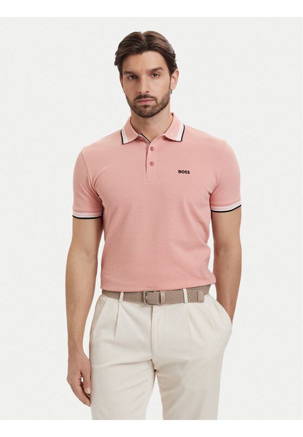 BOSS Polo Paddy 50469055 Różowy jasny Regular Fit. Typ kołnierza: polo. Kolor: różowy. Materiał: bawełna