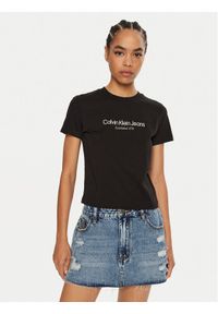 Calvin Klein Jeans T-Shirt J20J224914 Czarny Regular Fit. Kolor: czarny. Materiał: bawełna