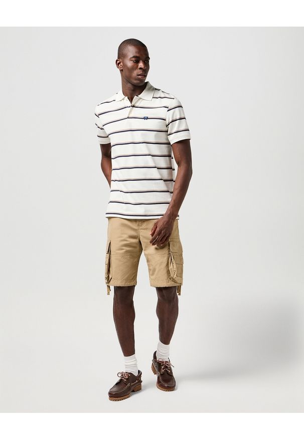 Wrangler - MESKA KOSZULKA WRANGLER STRIPE POLO SHIRT WHITE 112362828. Typ kołnierza: polo