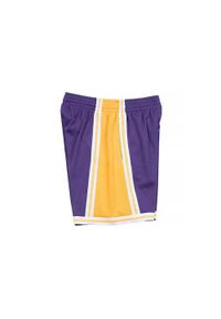 Spodnie koszykarskie męskie Mitchell & Ness Nba Swingman Los Angeles Lakers. Kolor: fioletowy, żółty, wielokolorowy. Długość: krótkie