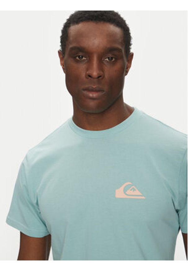 Quiksilver T-Shirt EQYZT08042 Turkusowy Regular Fit. Kolor: turkusowy. Materiał: bawełna