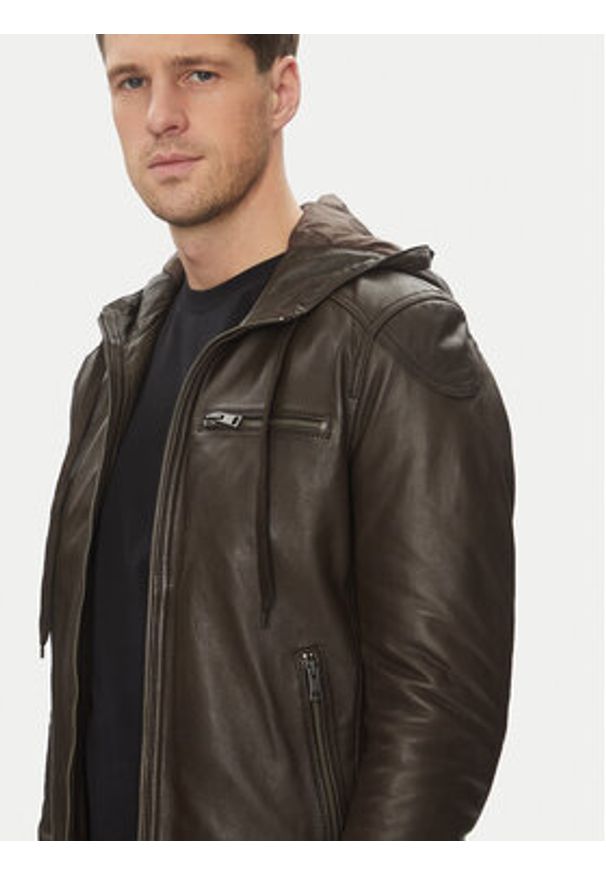 Serge Pariente Kurtka skórzana Ondo Brązowy Regular Fit. Kolor: brązowy. Materiał: skóra