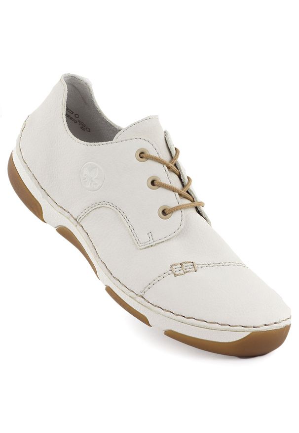 Półbuty damskie komfortowe białe Rieker 55920-80. Kolor: biały. Materiał: skóra ekologiczna