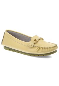 Żółte Mokasyny S.Barski Stylowe Wsuwane Obuwie Damskie. Okazja: na co dzień. Zapięcie: bez zapięcia. Kolor: żółty. Materiał: skóra. Szerokość cholewki: normalna. Sezon: lato. Styl: elegancki #1