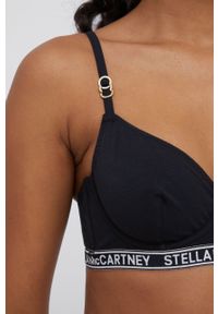 Stella McCartney Lingerie Biustonosz kolor czarny bawełniany gładki. Kolor: czarny. Materiał: bawełna. Rodzaj stanika: biustonosz z fiszbinami, odpinane ramiączka. Wzór: gładki