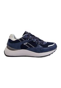 Inblu - Sneakersy Buty Sportowe Męskie INBLU IU000006 Granatowe niebieskie. Okazja: na co dzień. Kolor: niebieski. Materiał: materiał, skóra #1