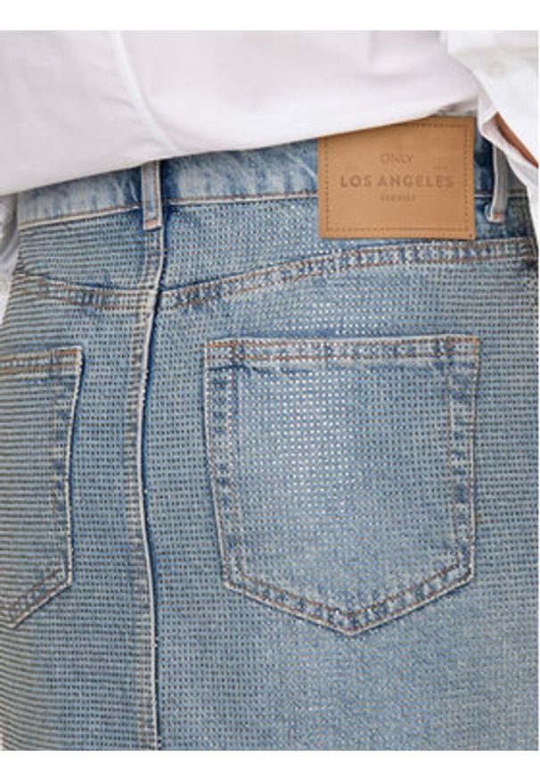only - ONLY Spódnica jeansowa Hollywood 15342137 Niebieski Regular Fit. Kolor: niebieski. Materiał: bawełna