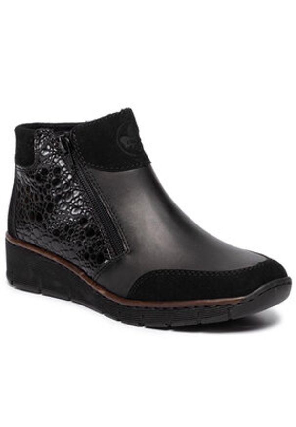 Rieker Botki 53782-00 Czarny. Kolor: czarny. Materiał: skóra