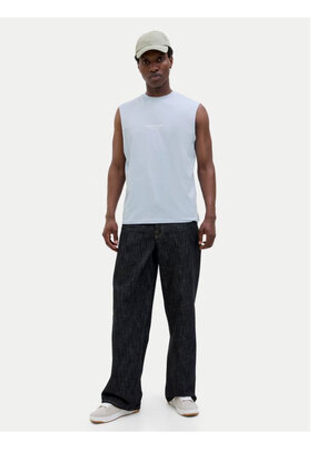 Jack & Jones - Jack&Jones Tank top Vesterbro 12250430 Błękitny Oversize. Kolor: niebieski. Materiał: bawełna