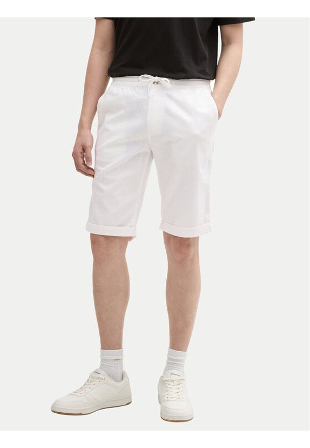 Tom Tailor Szorty materiałowe 1044715 Biały Regular Fit. Kolor: biały. Materiał: len