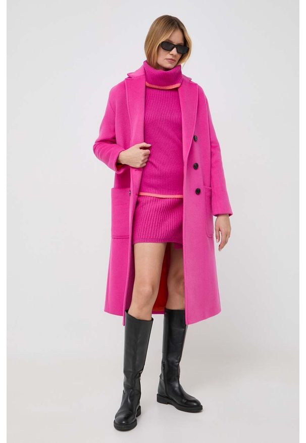 MAX&Co. płaszcz z domieszką wełny kolor różowy przejściowy oversize. Kolor: różowy. Materiał: wełna. Styl: klasyczny